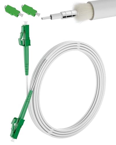 Image of VANDESAIL 15m(50ft) Armored LC/APC to LC/APC OS2 Single‑Mode Fiber Optic Cable 9/125 µm LSZH – FTTH & SFP Compatible, White