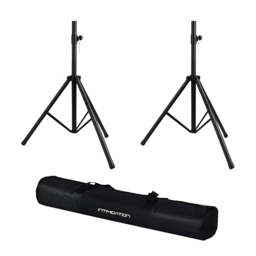 Image of Intimidation SPS01 Speaker Stand Kit Pair inc Carry Case DJ Disco PA Speaker Stand Tripod