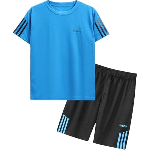 Image of SCCGKP Football Kit for Kids Boys Girls Age 5-13,Football Shirts Training Sets with Shirts Shorts Regular Fit Sports Jersey (Blue, 12-13 Years)