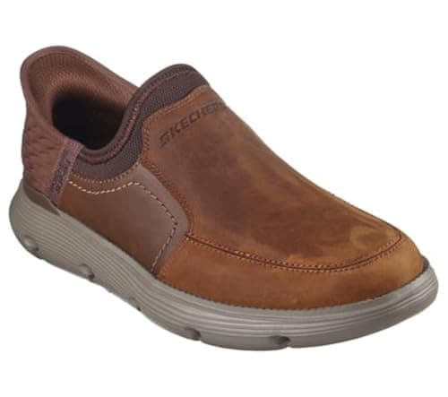 Image of Skechers Men's Garza Dorado Slip-On Sneakers, Dark Brown Leather, 8 UK