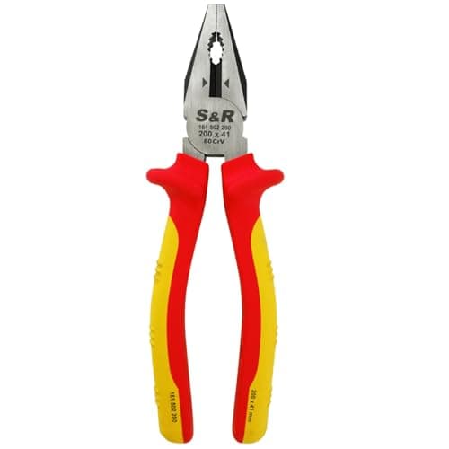 Image of S&R VDE- Combination Insulated 1000V Pliers 200mm Universal Pliers, Jaws 41 mm, VDE Series 1000V