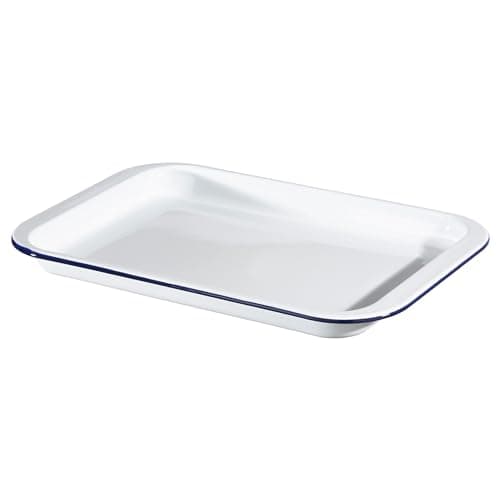 Image of Hairy Bikers Enamelled Cookware, Large Oven Tray, Steel, PFOA Free, Oven Safe, Dishwasher Safe, White