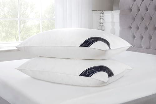 Image of Littens Luxury European Continental 40cm x 80cm White Goose Feather & Down Pair Pillows 230TC 100% Cotton Casing, Down Proof (16" x 32")