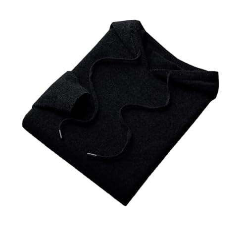 Image of Men's Cashmere Hoodie Merino Wool Knitted Sweatshirt Winter Casual Large Top Black