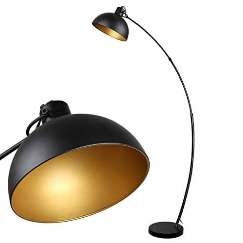 Image of Osasy Floor lamp, Vintage Arc Floor Lamp,Retro Floor Lamps in Black-Golden,Adjustable lampshade, 1x E27 max. 60 Watt,165 cm Floor lamp Metal,for Reading, Living Room, Lounges