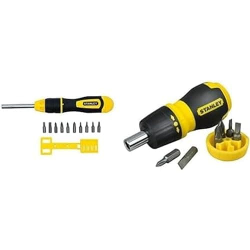 Image of STANLEY 0-68-010 Multibit Ratchet Screwdriver + 10 Bits & 066358 Multi-Bit Stubby Screwdriver