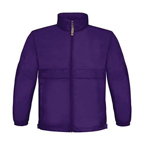 Image of B&C Collection Sirocco Kids Windbreaker Jacket Purple 7-8 Years
