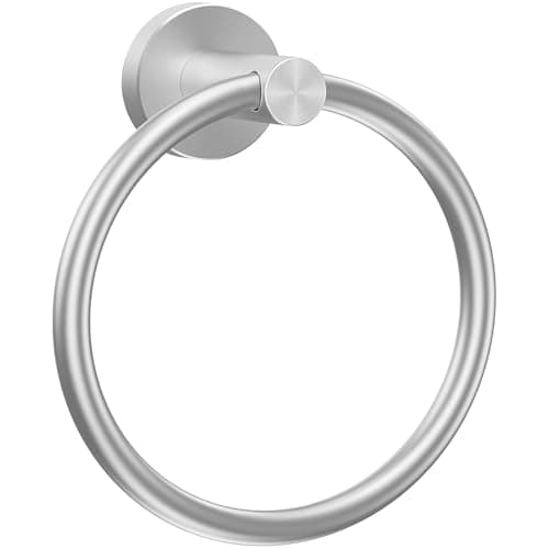 Image of WOOPHEN Hand Towel Ring, Thicken Stainless Steel Bath Towel Holder Modern Round Towel Hanger Wall Mounted for Bathroom, Kitchen (Brushed Nickel)