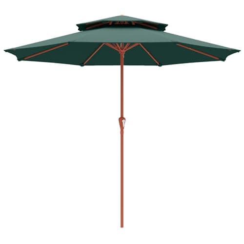 Image of Outsunny Patio Umbrella with Crank, Double Top Outdoor Market Table Umbrella for Garden, Patio,104'' x 104'', Green