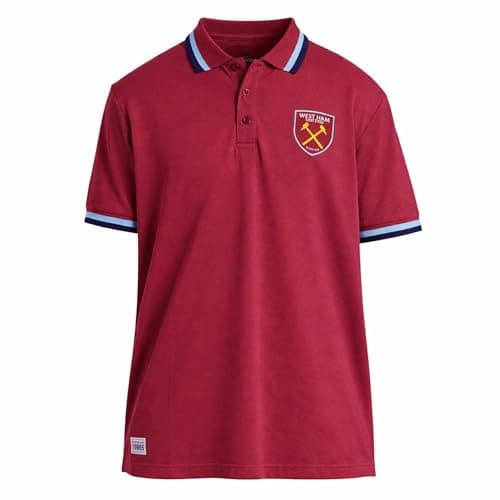 Image of West Ham United FC Mens Polo Shirt, Official West Ham Football Crest Polo, Mens Hammers Crest Shirt, WHU Supporters Top Search This Page (UK, Alpha, L, Regular, Regular) Multicolor