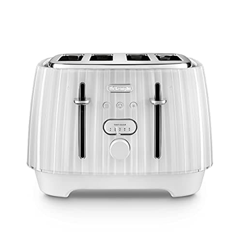 Image of De'Longhi Ballerina Toaster, 4 Slot Toaster, Reheat, 5 Browning Settings, Defrost and Cancel Functions, Pull Crumb Tray, CTD4003.W, 1800W, UK PLUG, White