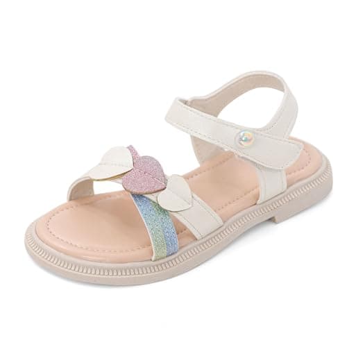 Image of MASOCIO Girls Sandals Kids Children Girl Summer Shoes Open Toe Non Slip Size 9 UK Child White