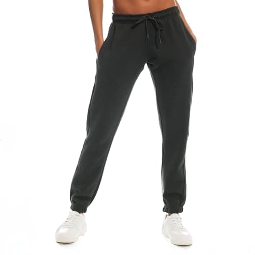 Image of Light & Shade Women's Fleece Joggers with Drawstring Waist Tapered Tracksuit Bottoms Soft Cotton Blend Sweatpants for Gym & Loungewear (Charcoal, XS)