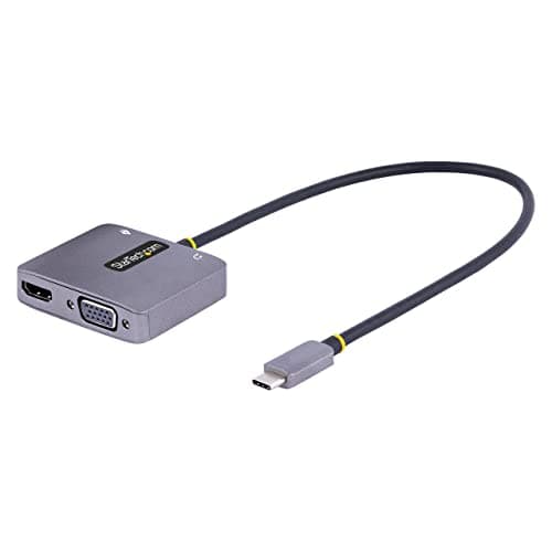 Image of StarTech.com USB C Video Adapter, USB C to HDMI VGA Multiport Adapter w/ 3.5mm Audio Output, 4K 60Hz HDR, 100W PD 3.0, USB C Display Travel Adapter (122-USBC-HDMI-4K-VGA), Gray