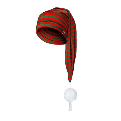 Image of Generisch Unisex Pointed Hat Plaid Sleep Cap Nightdress Accessory Night Cap with Pom Ball Theme Party Costume Party Fancy Dress Christmas Sleeping Hat, 2-red, One Size