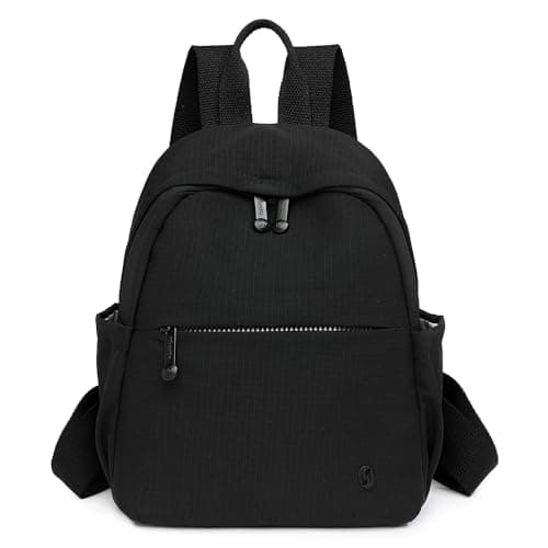 Image of JIANLINST Mini Backpack for Women, Fashion Small Backpacks for Ladies Girls Lightweight Nylon Casual Travel Daypacks (Black)