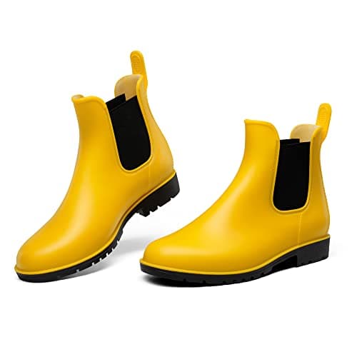 Image of DREAM PAIRS Wellington Boots Women and Men Ankle Ladies Wellies Short Chelsea Booties Waterproof Rain Boots,SDRB2201W-E,Yellow,8 UK/42 (EUR)