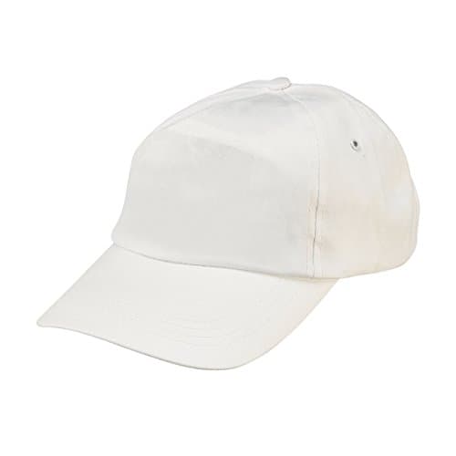 Image of eBuyGB Unisex Adult Classic Adjustable 100% Cotton Baseball Cap for Men, Women, Boys & Girls - 5 Panel Cap Lightweight, Durable, and Sun Protective, White