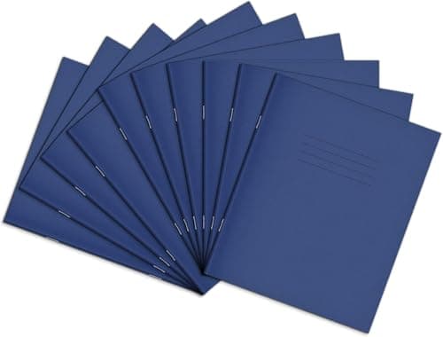 Image of Rhino 8 x 6.5 Exercise Books, 48-Page / 12mm Lined Paper Notebook, 10-Pack, Writing Book, Office & School Stationery Supplies, Dark Blue