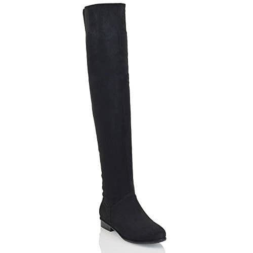 Image of ESSEX GLAM Womens Over The Knee High Flat Ladies Long Faux Suede Thigh High Boots Size 3-8