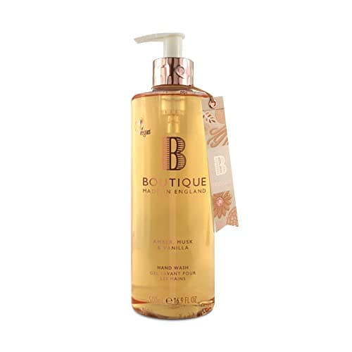 Image of Boutique Amber, Musk & Vanilla Hand Wash 500ml Refreshing Liquid Soap - Essential Oils - Vegan and Cruelty Free, No SLS or Parabens - Made In England