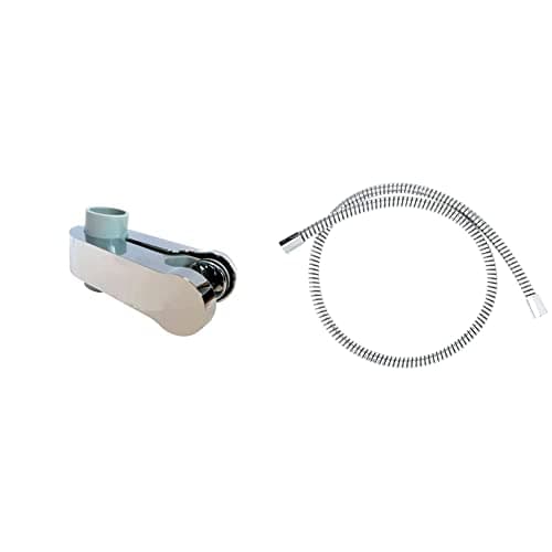 Image of Aqualisa Pinch Grip Sliding handset Holder - 25mm - Chrome/Grey & 235019 Shower Hose - 1.25m - Stainless Steel - Chrome