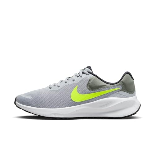 Image of NIKE Revolution 7, Men's Running Shoes, Wolf Grey Volt Smoke Grey Black, 8 UK