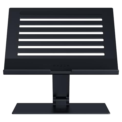 Image of Razer Adjustable Laptop Stand - Ergonomic Height Laptop Stand Built For Laptops up to 18” inch (Height and Tilt-Adjustable, Durable Aluminum, Vented Design) Black