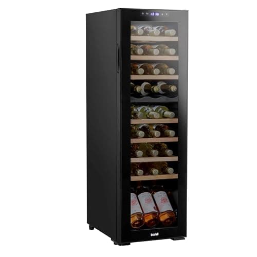 Image of Dellonda Baridi 27 Bottle Dual Zone Wine Cooler, Fridge with Digital Touch Screen Controls, Wooden Shelves & LED Light, Black - DH90