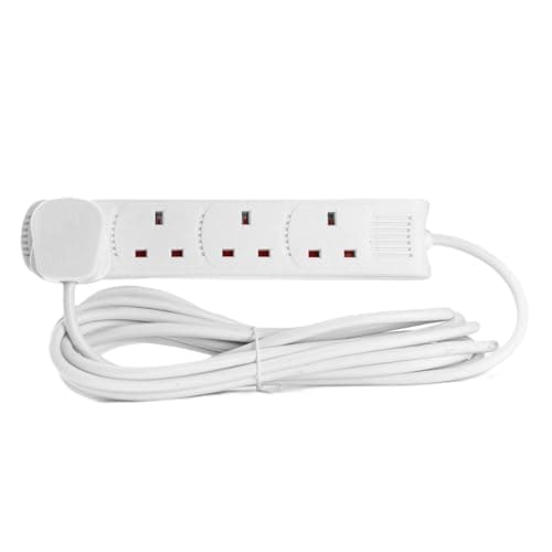 Image of STATUS 4 Way Socket Extension Lead, 5m Cable Multi-Plug Power Strip for Home or Office, 13A 3120W Rated, Wall Mountable in White (4WS5M20)