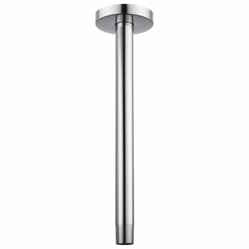 Image of Voolan Shower Arm with Flange, Ceiling Mounted Round Fixed Shower Pipe, Bathroom Straight Rain Shower Replacement Arm, Universal Connection 1/2 NPT (12 Inch, Chrome)