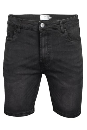 Image of Xact Mens Stretch Denim Jean Shorts Regular Fit 5 Pocket Zip Fly 10oz Casual Summer Washed (Black) 32
