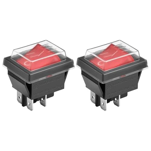 Image of Heschen Rocker Switch ON-OFF DPST 4 Terminals Red Light 16A 250VAC with Waterproof Cover (2)