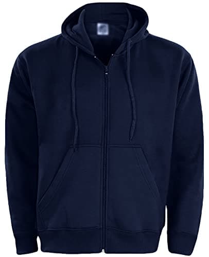 Image of True Face Mens Hoodie Zip Up Classic Hooded Top Plain Ribbed Cuff Long Sleeve Sweatshirt 032 Hody Navy Medium