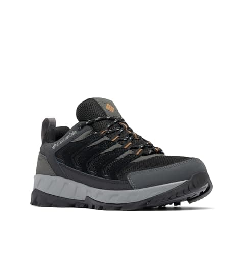 Image of Columbia Men's Strata Trail Low WP, Low Rise Trekking and Hiking Shoes, Black/Elk, 9 Regular