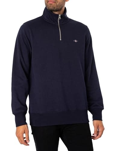 Image of GANT Mens Half Zip Sweatshirt - Evening 433 - L