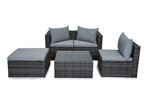 Image of EVRE Outdoor Rattan Garden Furniture Set Grey Malaga Conservatory Patio Sofa coffee table