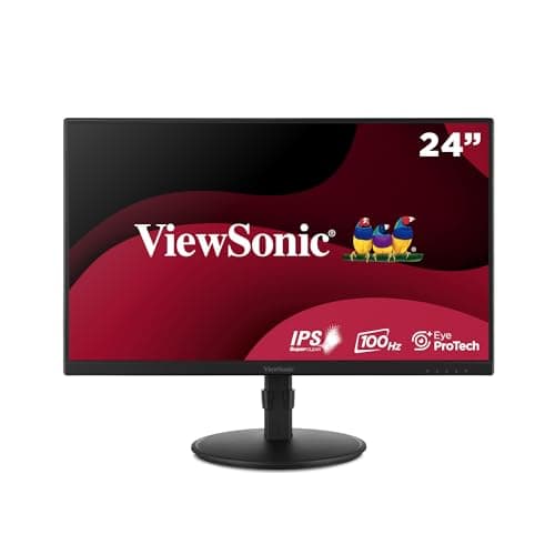 Image of ViewSonic VA2408-HDJ 24 inch Monitor Full HD, 100Hz, 1ms MPRT, IPS, 99% sRGB, Pivot and Swivel Adjustable, HDR10, HDMI, VGA, DP, Flicker Free, 2 Years Warranty