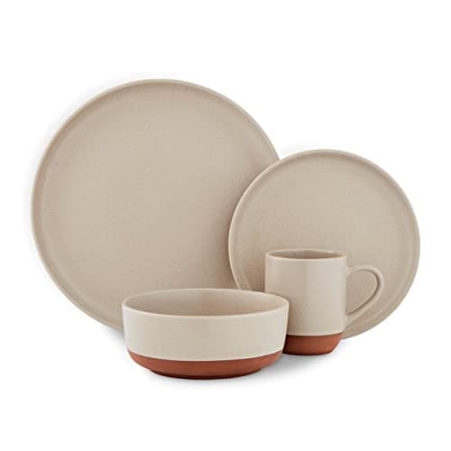 Image of Barbary & Oak BO867014STN Verona 16-Piece Dinnerware Set, Crafted In Terracotta, Stone