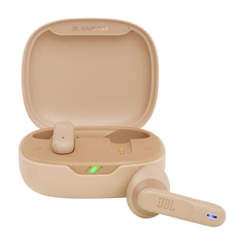 Image of JBL Wave Flex In-Ear Wireless Earphones with IP54 and IPX2 Waterproofing, TalkThru and AmbientAware Technology and 32-Hour Battery Life, Beige