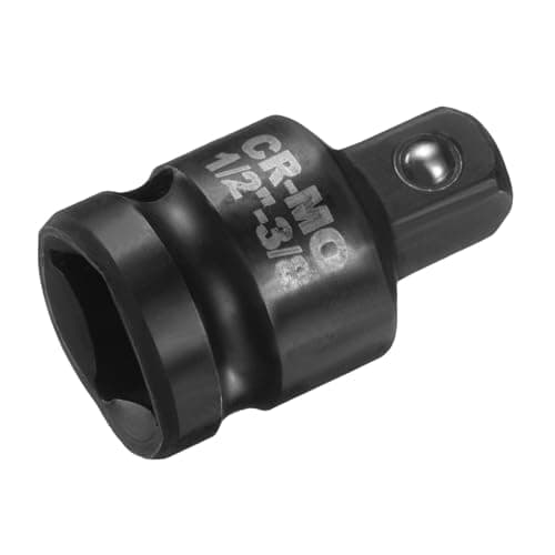 Image of sourcing map Impact Socket Adapter 1/2" Female to 3/8" Male Square Drive Reducer Standard SAE CR-MO Steel Converter Impact Driver Ratchet Wrench Breaker Bar Conversion, Black