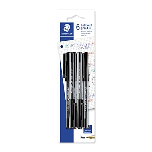 Image of Staedtler Medium Stick 430 Ballpoint Pen, Black, Pack of 6