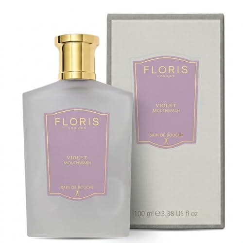 Image of Floris London Violet Concentrated Mouthwash (100 ml) | Alternative to Traditional Mint Mouthwashes | Subtle Floral Flavour | Leaves Breath Delicately Scented | Luxury Elegant Bottle | Great Gift Idea