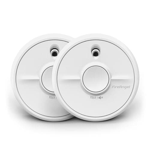 Image of FireAngel SB1-R Smoke Alarm - Toast Proof, Optical Smoke Alarms for Home with Replaceable Battery and Test/Silence Button - Early Smoke Detector Fire Alarm - 90 x 35 mm - White - 2-Pack
