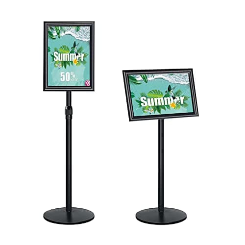 Image of Newzealkids NewZeal Adjustable A4 Poster Stand Heavy-duty Floor Standing Poster Holder Notice Stand Sign Holder for Wedding/ Show/ Display/ Advertisement, Black