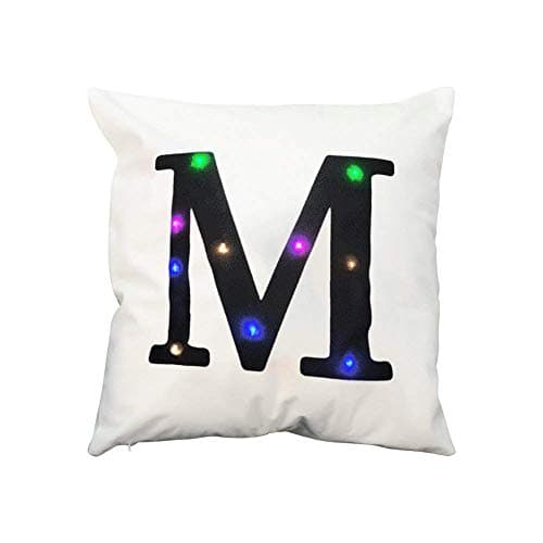 Image of ZUODU Cushion Cover 45cm x 45 cm LED Colorful Flashing Velvet Letter Cushion Cover Pillow Cover Bar Use Party Use Festival Use Gift Use18”x18” or 45cm x 45cm 1pc (M)