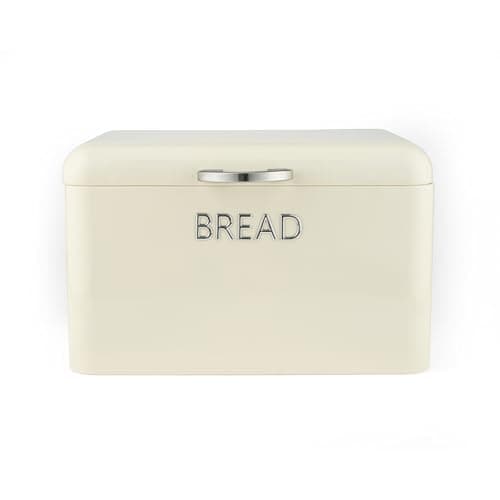 Image of Salter Retro Cream Bread Bin – Vintage Style Storage Box for Pastries, Rolls, Bagels, Durable Steel, Embossed Lettering, Large Dry Food Container, Easy to Clean, Long-Lasting Freshness
