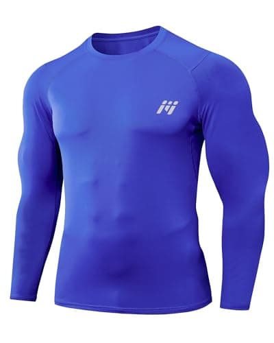 Image of MeetHoo Men’s Compression Shirt Long Sleeve Shirts Sport Running Tops Sweat Wicking Quickly Dry Base Layer Top for Fitness Running Cycling Gym Basketball Royal Blue