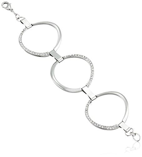 Image of GUESS Basic Crystal Circle Link Bracelet, 7.5", One Size, Silver, not Applicable;