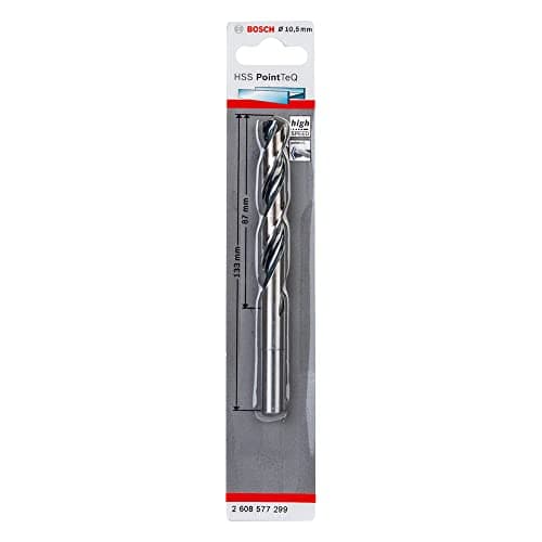 Image of Bosch Professional PointTeQ HSS Twist Drill Bit (for Metal, Reduced Shank, 10.5 x 87 x 133 mm, Accessories for Drill Driver)